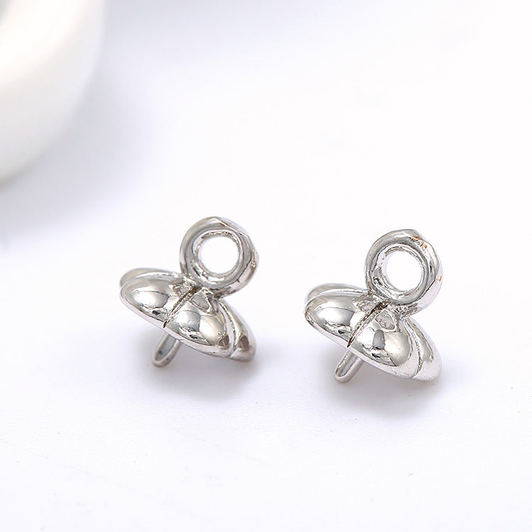 10 Pinch Bails 14K GF Pendant Top Connector Half Drilled Pearl Bead Blank