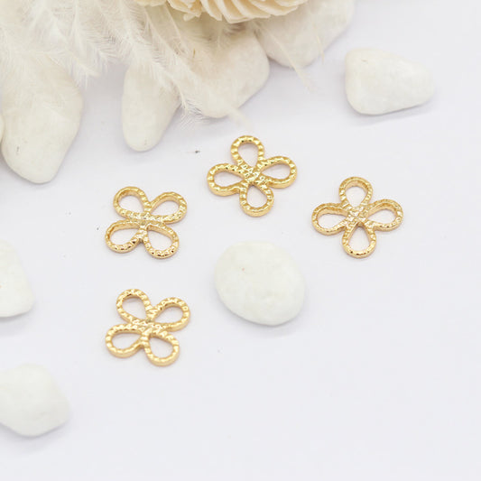 50 connecteur de charme floral creux 14K GF