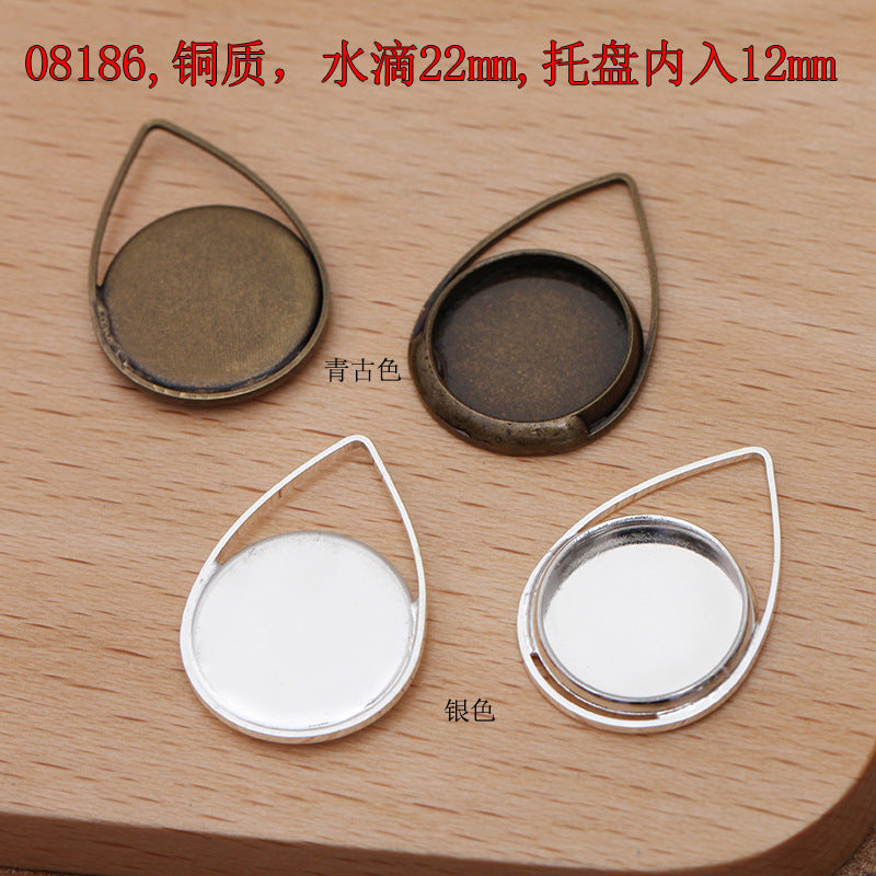 200 Eye Triangle Waterdrop Heart Star Floral Square Charm Pendant 18KGP 10mm 12mm 14mm Round Cabochon Blank Base Gemstone Piece Setting