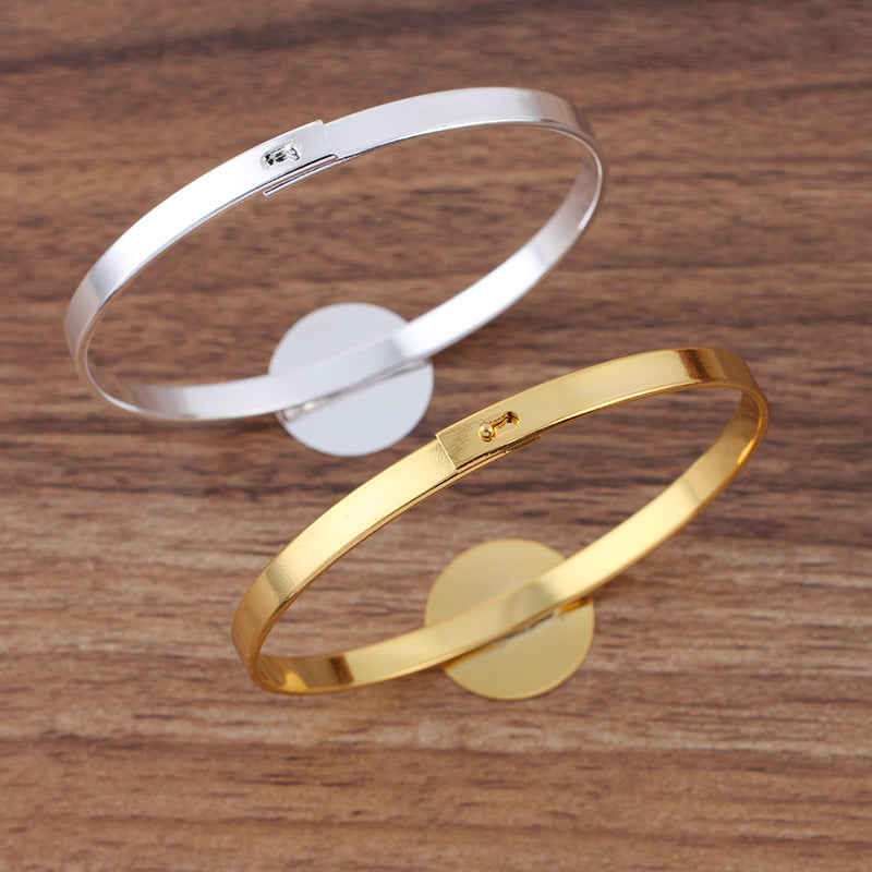 50 flacher, zu öffnender Kreis-Armreif, 18 kg, 20 mm, runde Cabochon-Rohlingsbasis, Edelsteinfassung