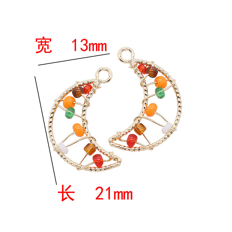 2 fils enveloppés Lune Triangle Coeur Olive Cercle Charme Pendentif Résine Embelli 14K GF