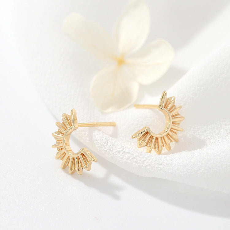 4 boucles d'oreilles à tige solaire en demi-cercle 14K GF Earing