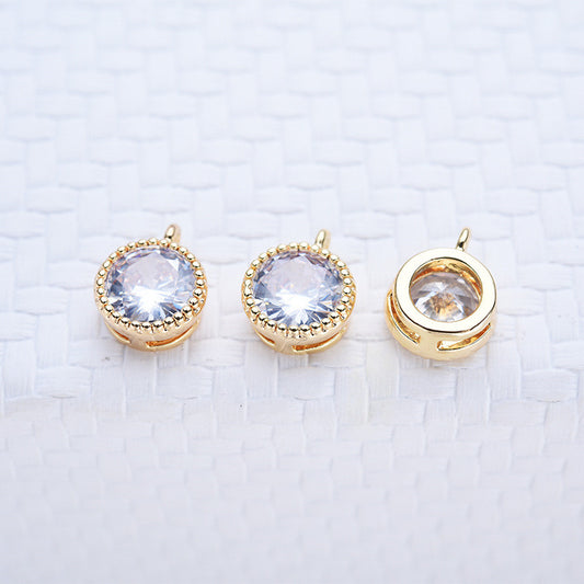 20 pendentifs à breloques en pierre ronde ornés de strass 14K GF