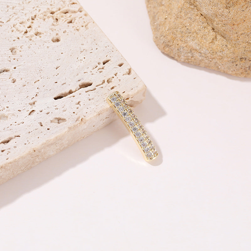 2 perles de charme de tuyau courbé ornées de strass 14K GF entretoise de perles