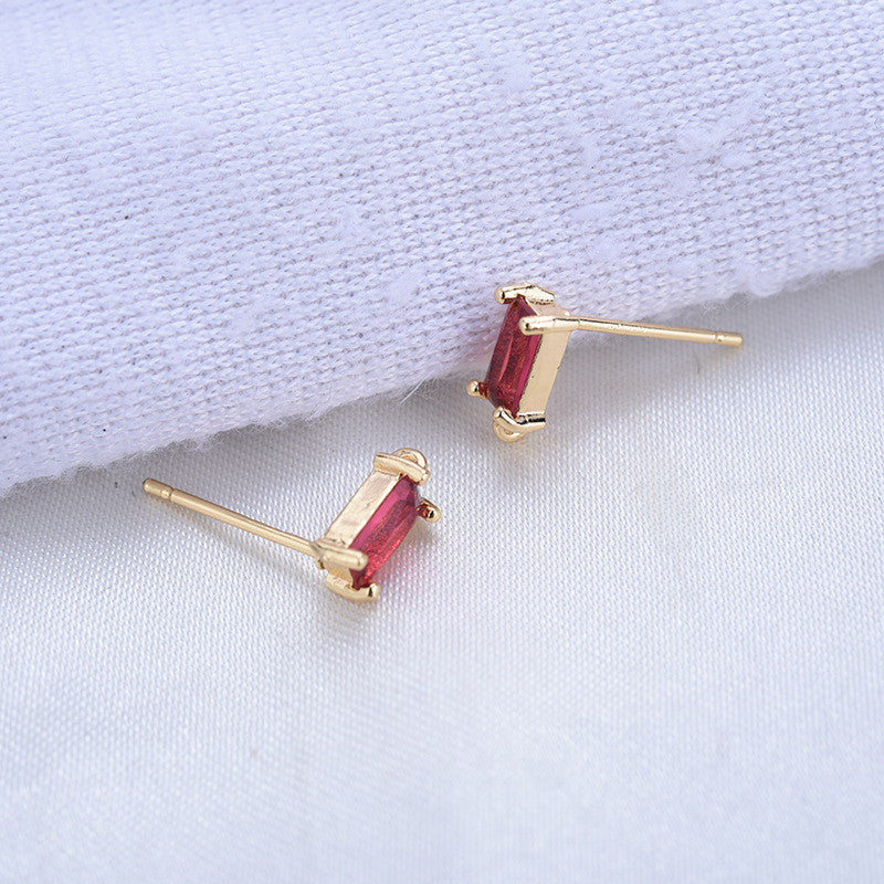 10 boucles d'oreilles rectangulaires avec boucle 14K GF strass embellies