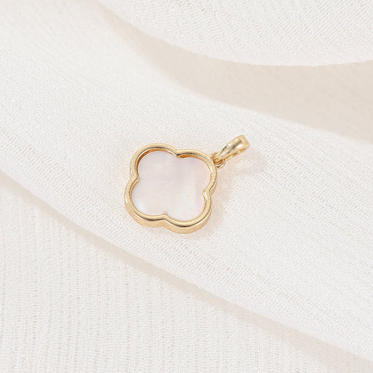 2 Floral Charm Pendant 14K GF Shell Embellished