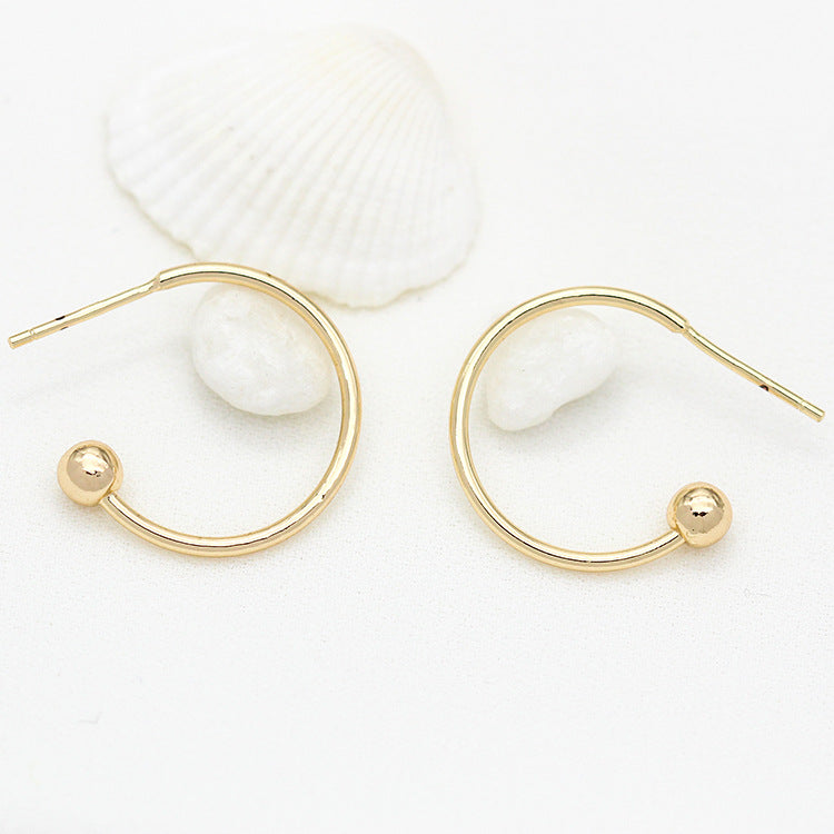 10 Ohrstecker mit runden Perlenenden, 14 Karat GF