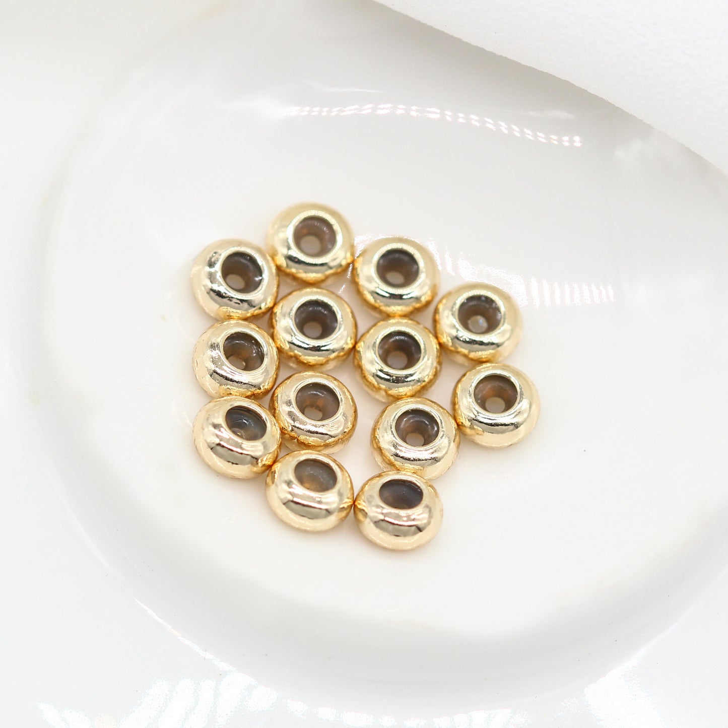 50 perles de positionnement rondes, breloques en Silicone 14K GF, entretoise de perles