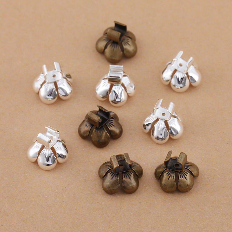 50 boucles de cheveux floraux en filigrane plaqué argent, 12mm, base ronde non poreuse, Base vierge, réglage de la pièce en pierre précieuse