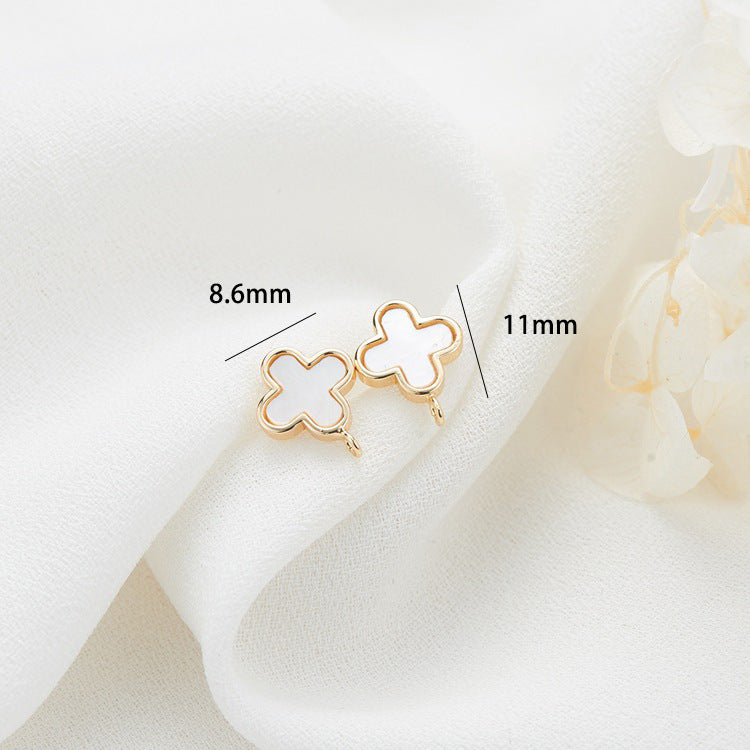 4 Cross Stud Earrings with Loop Resin Embellished 14K GF Ear wire Earing