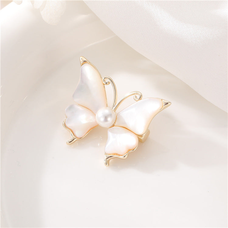 2 Broche Papillon 14K GF Perle Coquille Strass Embellie Demi-Percée Perle Perle Vierge