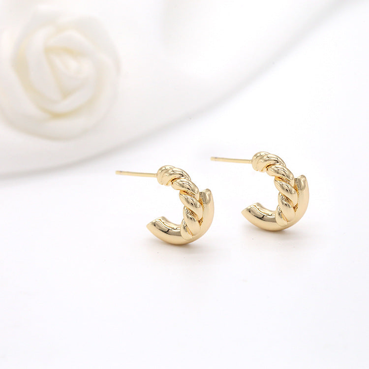 4 boucles d'oreilles à tige torsadées en demi-cercle 14K GF Earing