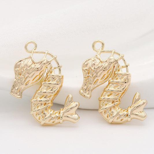 2 Searhorse Charm-Anhänger 14K GF
