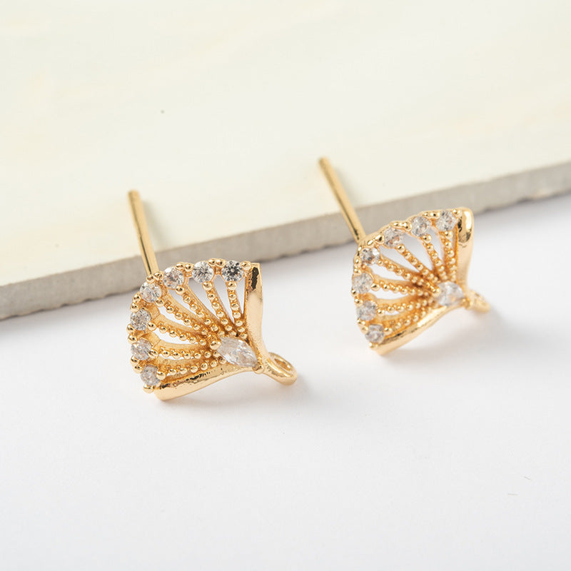 20 boucles d'oreilles à tige en forme d'éventail avec boucle 14K GF ornées de strass