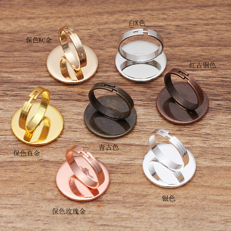 20 Plain Bezel Cup Openable Circle Ring 18KGP 10mm 12mm 14mm 16mm 18mm 20mm Round Cabochon Blank Base Gemstone Setting