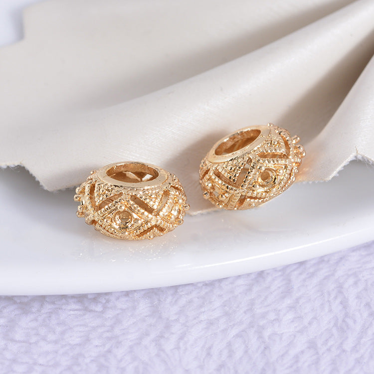 20 perles de tambour à gros trous 14K GF, entretoise de perles de charme