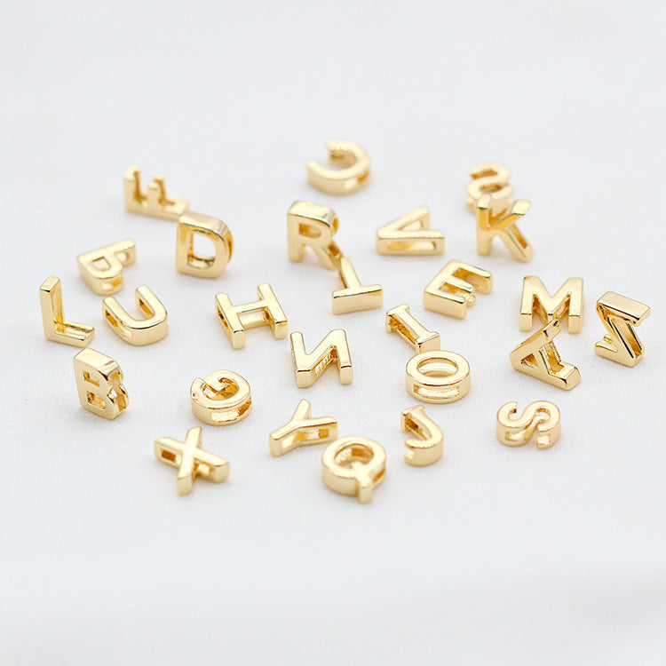 10 trous larges Alphabet plat perle ceinture charme 14K GF perles entretoise