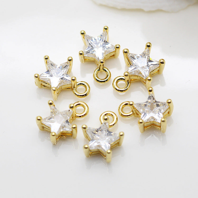 Pendentif à breloque 10 étoiles orné de strass 14K GF