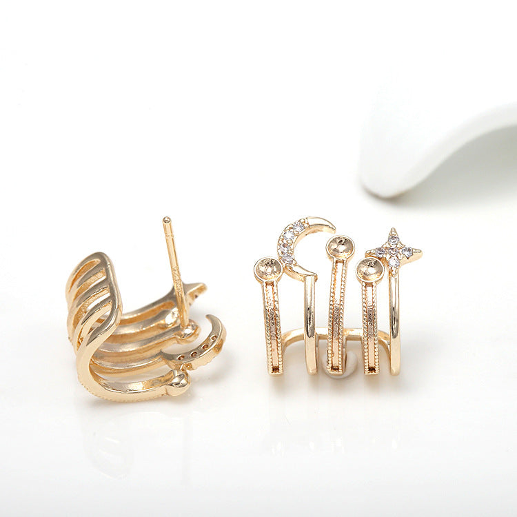 4 florale Meerjungfrauen-Walschwanz-Stern-Ohrstecker, mit Strass verziert, 14K GF-Ohrring, halbgebohrte Perle, Rohling