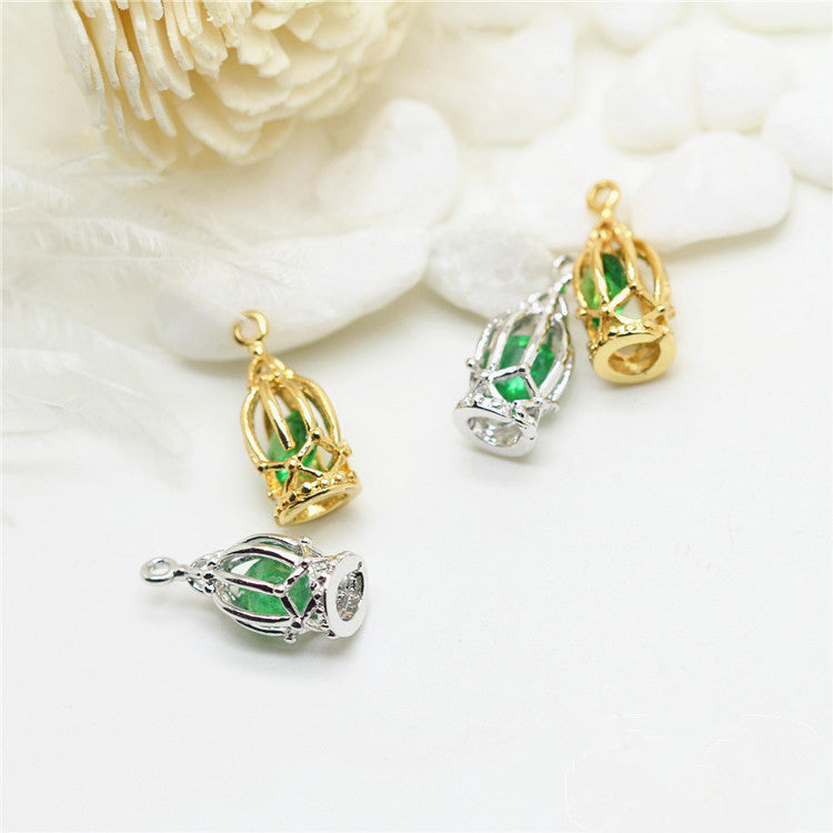 20 pendentif à breloque cage à oiseaux orné de strass 14K GF