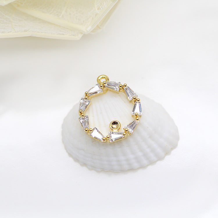 10 pendentifs à breloques ronds en strass ornés de strass 14K GF, perles semi-percées vierges