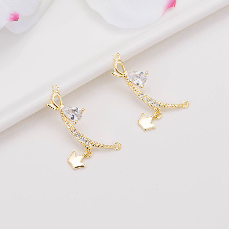 2 connecteurs de branche de charme de couronne à double boucle ornés de strass 14K GF
