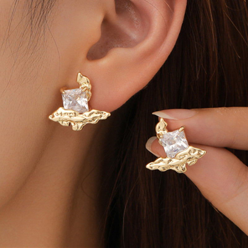 4 boucles d'oreilles créoles en forme de cœur et d'étoile florales ornées de strass 14K GF