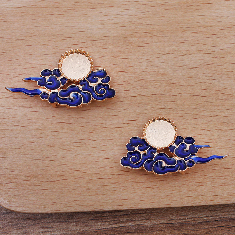 20 Emaille-Epoxidharz-Wolken-Charm-Anhänger, 18 kg, 10 mm, runder Cabochon, leere Basis, Edelstein-Stück-Fassung