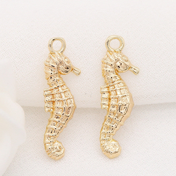 2 Searhorse Charm-Anhänger 14K GF