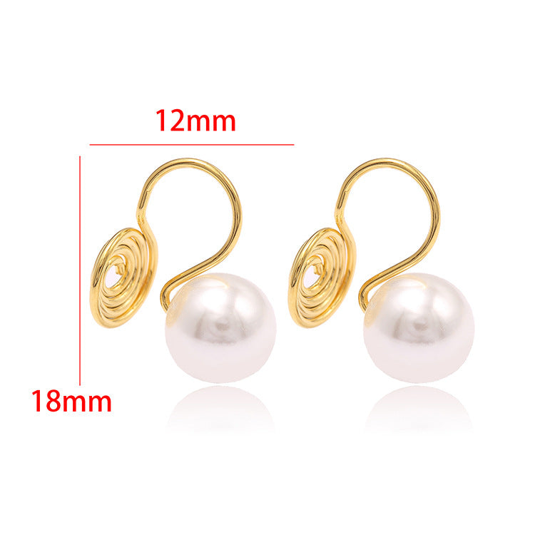 4 clips d'oreille en spirale de perles rondes sans boucle d'oreille perçante 14K GF