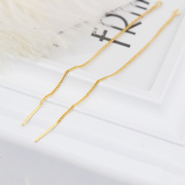 10 gebogene Glieder-Kabelketten-Einfädler-Ohrringe, 14-karätige GF-Ohrringe