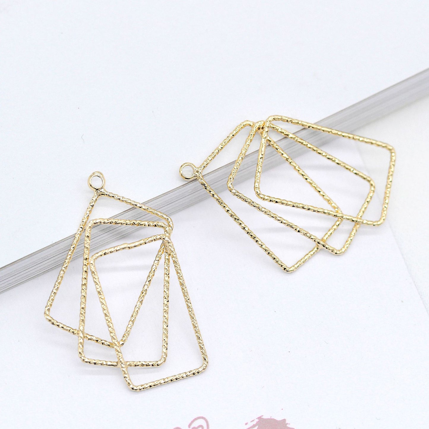 20 pendentif à breloque trois cercles rectangulaires fondants 14K GF