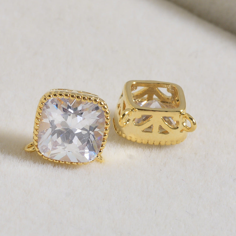 20 connecteurs de charme carrés à double boucle ornés de strass 14K GF