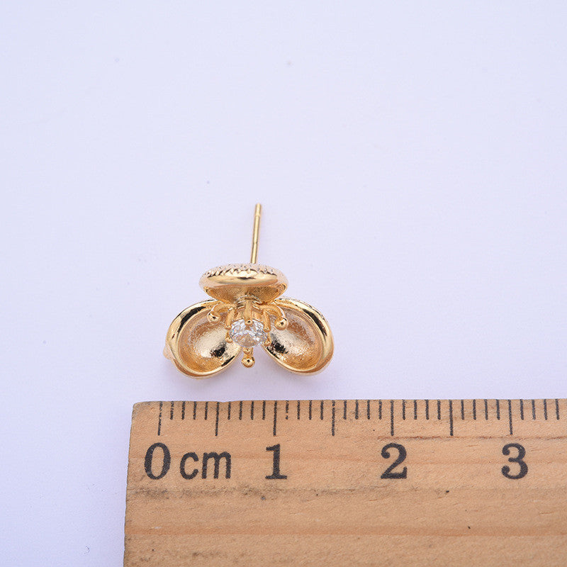 20 boucles d'oreilles à tige florales avec boucle d'oreille ornée de strass 14K GF
