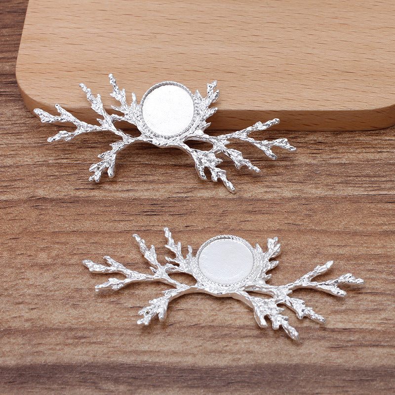 20 filigrane bord dentelé lunette tasse branche pendentif à breloque 18KGP 12mm cabochon rond Base vierge réglage de la pièce de pierre précieuse