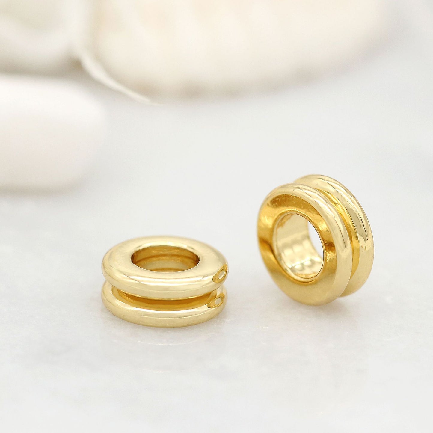 10 flache Roundelle Bead Charm 14K GF Beadwork Spacer