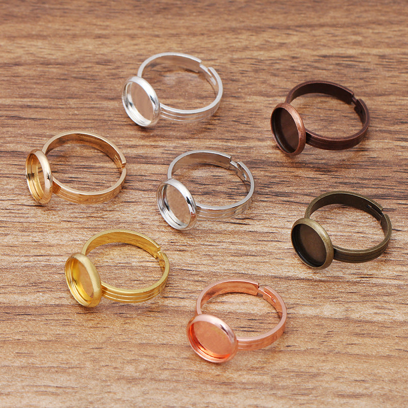 20 Plain Bezel Cup Openable Circle Ring 18KGP 10mm 12mm 14mm 16mm 18mm 20mm Round Cabochon Blank Base Gemstone Setting