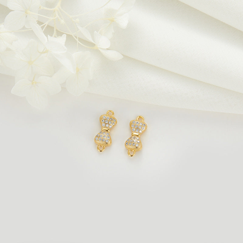 2 clés étoile de mer éléphant nœud papillon coeur cloche pendentif à breloque strass embelli 14K GF