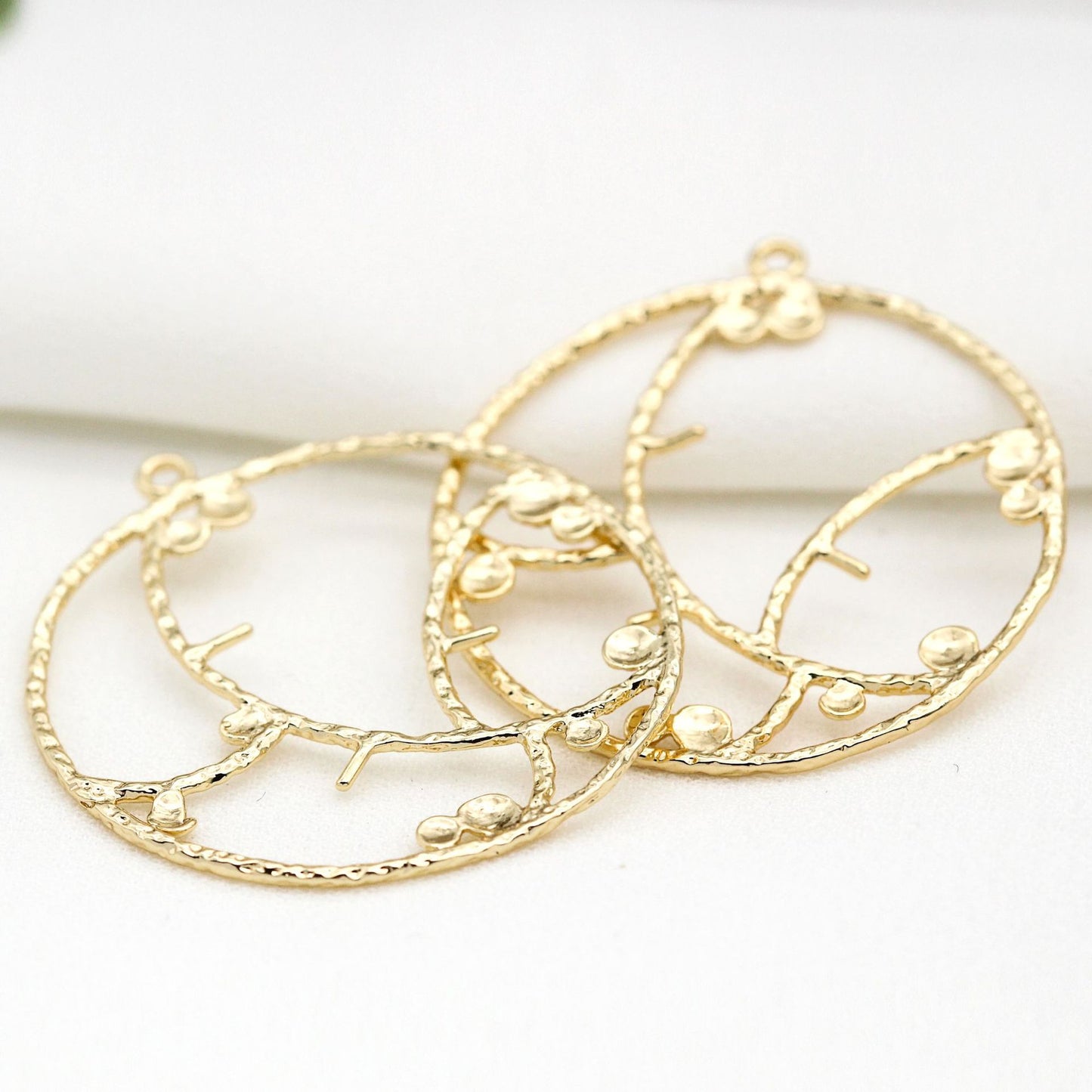 10 pendentif de charme de branche florale ronde 14K GF perle à moitié percée perle vierge