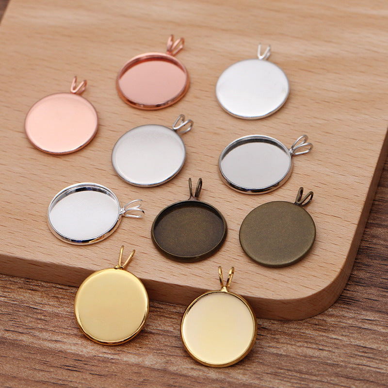 50 pendentif à breloque de tasse de lunette à bord uni 18KGP 10mm 12mm 14mm 16mm 18mm 20mm cabochon rond Base vierge réglage de pierres précieuses