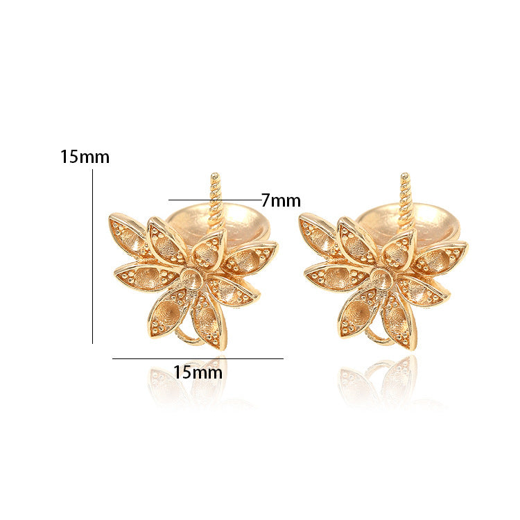 5 pendentif à breloque florale strass embelli 14K GF perle semi-percée perle vierge