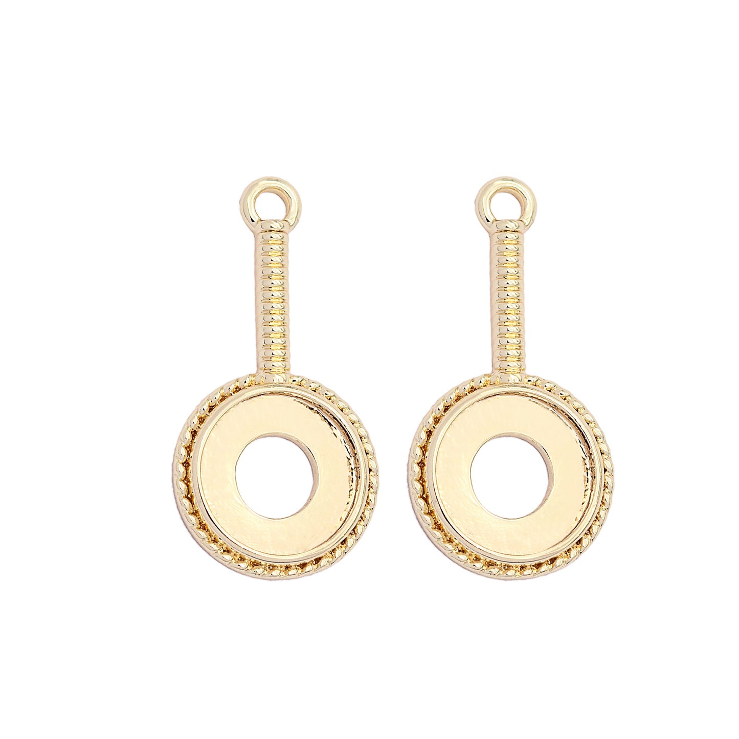 10 pendentif à breloque miroir à main rond, Base vierge, cabochon, réglage de pièce en pierre précieuse 14K GF