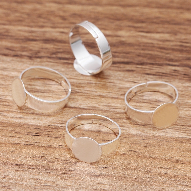 Bracelet circulaire ouvrable à coussin plat, 50 pièces, 18KGP, 10mm, 12mm, cabochon rond, Base vierge, sertissage de pierres précieuses