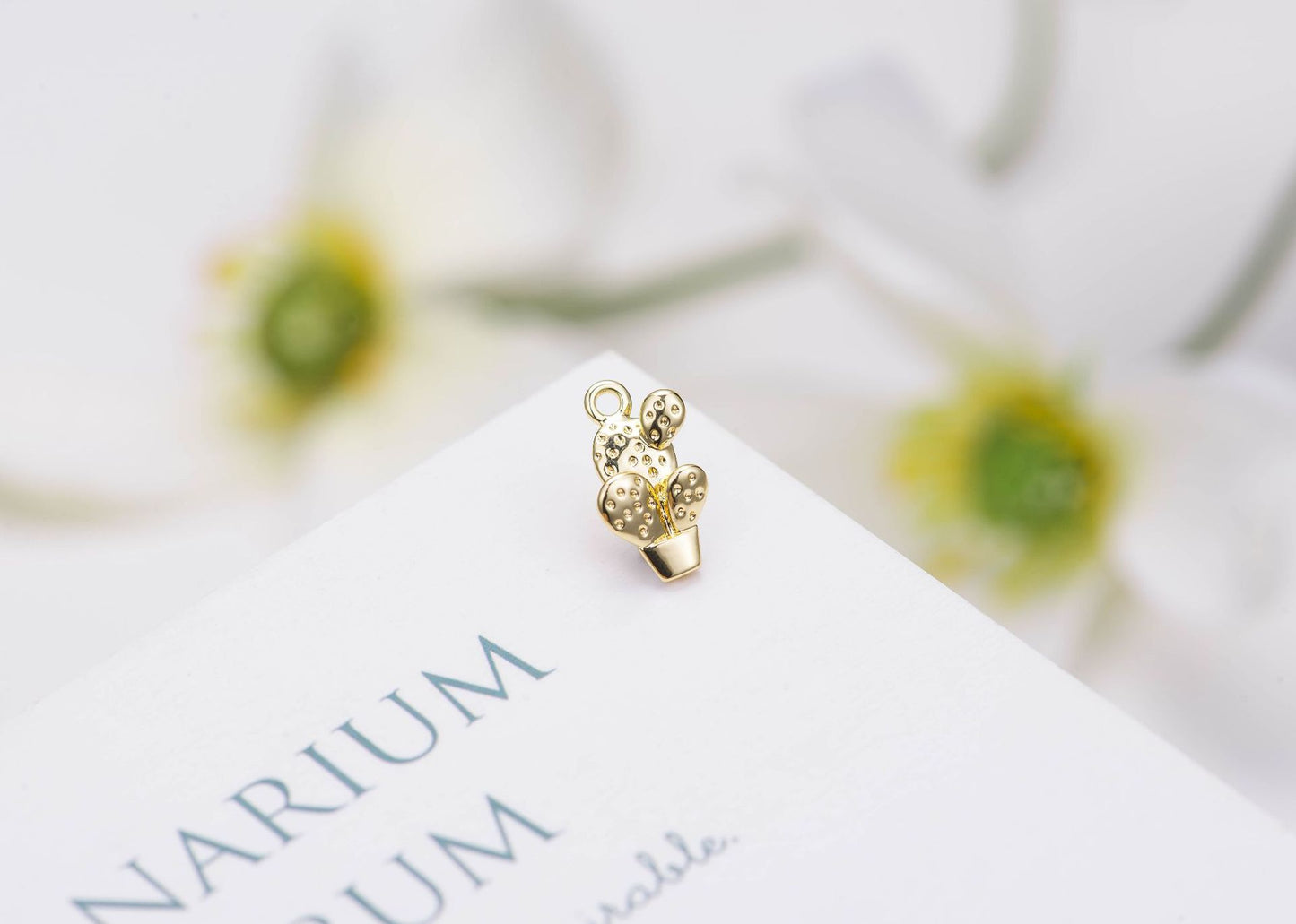 10 Kaktus-Charm-Anhänger 14K GF