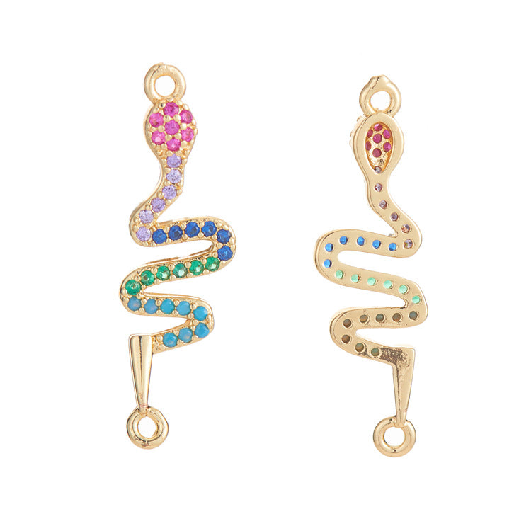 Snake Charm Pendant Rhinestone Embellished 14K GF