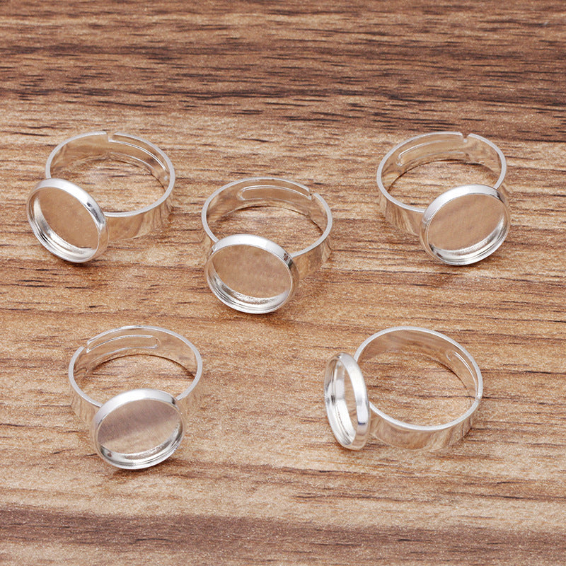 200 Plain Bezel Cup Openable Circle Ring 18KGP 12mm Round Cabochon Blank Base Gemstone Setting