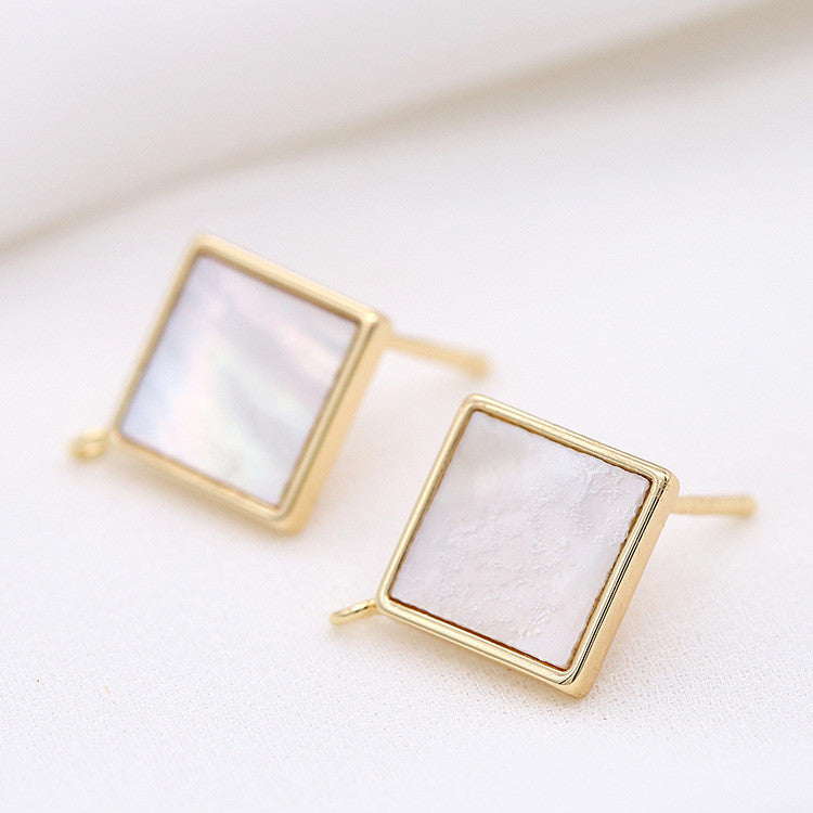 4 boucles d'oreilles triangle carré avec boucle d'oreille ornée de coquille 14K GF