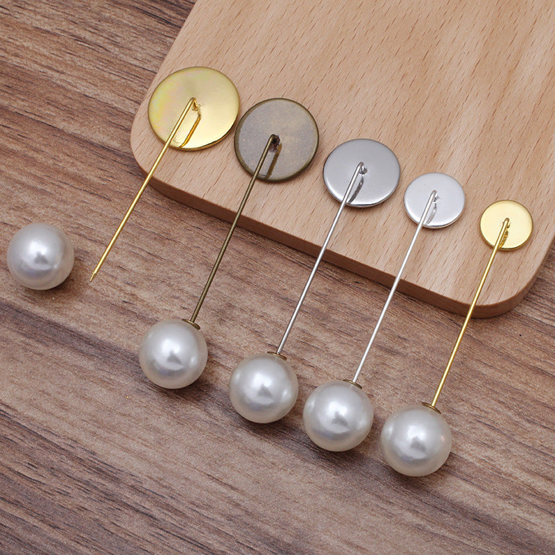 200 Plain Edge Bezel Cup Long Stick Safe Brooch Pin 18KGP 10mm 12mm 14mm 16mm 18mm 20mm Round Cabochon Blank Base Gemstone Piece Setting