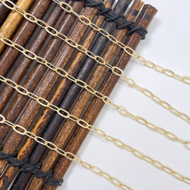 2 Meter flache flache O-Link-Kabelkette aus 14-karätigem GF