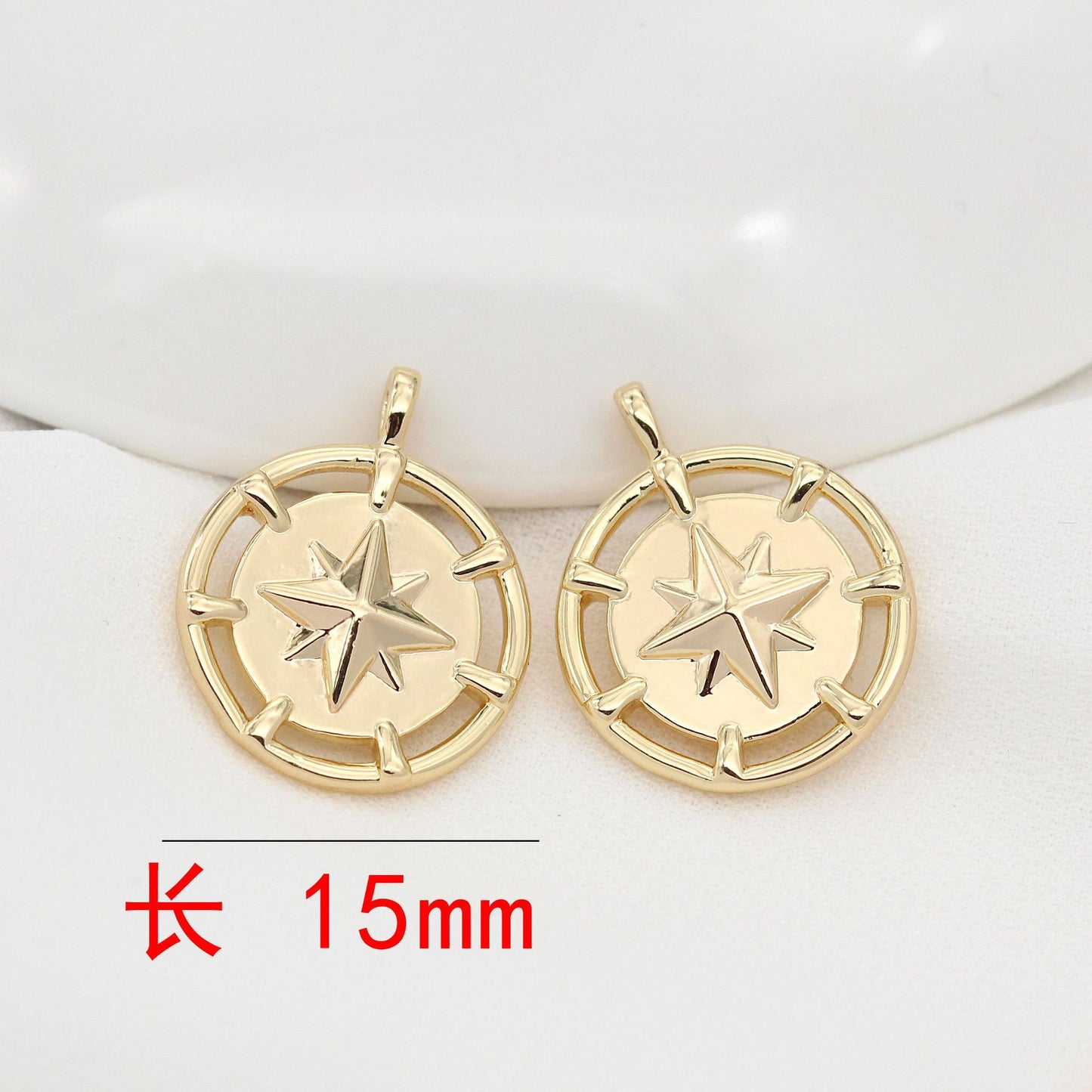 Pendentif à breloque pièce de monnaie 10 étoiles 14K GF